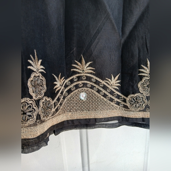 Carole Little 100% silk skirt Black & Gold beads with embroidery Size 6 EUC - Picture 6 of 9